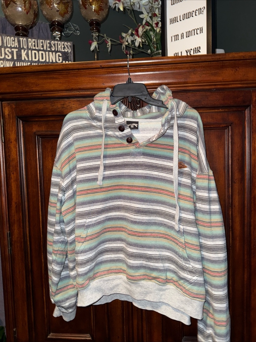 Billabong Multicolor Striped Pullover Hoodie